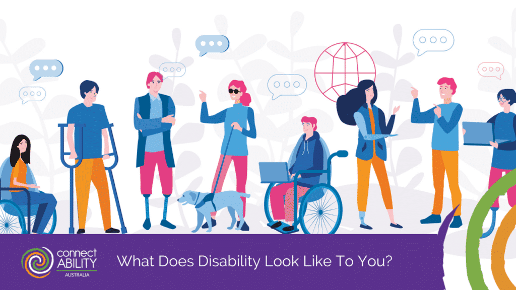 An illustration of a diverse group of people with various physical disabilities interacting