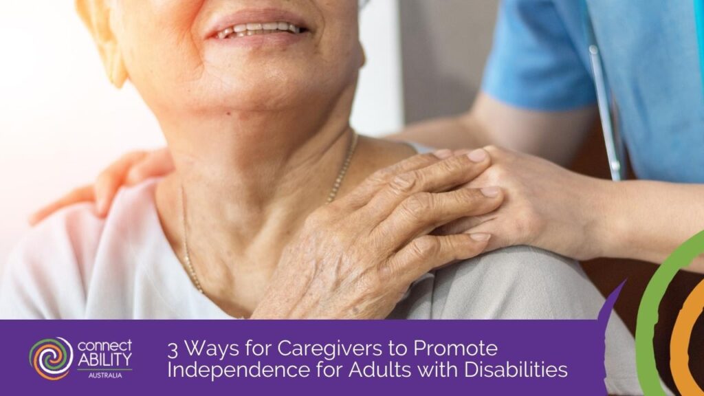 A close-up of a caregiver's hand resting supportively on an elderly person's shoulder